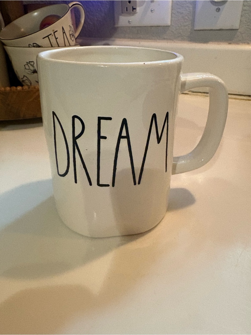 Rae Dunn White Ceramic Mug with BLACK "DREAM" Lettering